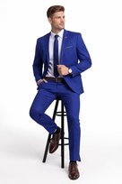 Elegancki garnitur męski - granatowy/niebieski, slim fit 386 52 / 170 100%