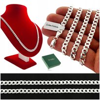 ELEGANCKI GRUBY ŁAŃCUCH MĘSKI PANCERKA SREBRO PRÓBA 925 65cm/6mm + GRAWER