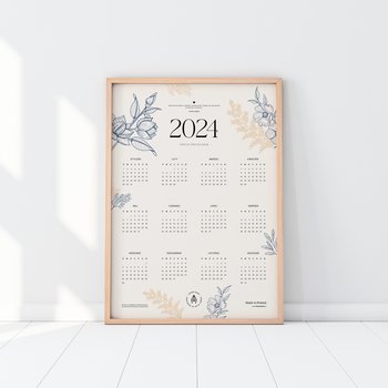 Elegancki Kalendarz Ścienny Garden Flowers 2024 Z Cytatem Motywacyjnym