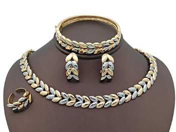 Elegancki komplet biżuterii dwukolorowy kłos na prezent kłosy czteroczęściowy - Lovrin
