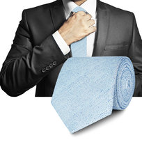 Elegancki krawat męski klasyczny błękitny melanż Pako Jeans