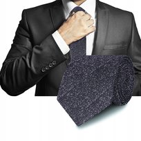 Elegancki krawat męski klasyczny granatowy melanż Pako Jeans