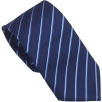 Elegancki krawat męski klasyczny niebieski w szerokie paski gładki modny