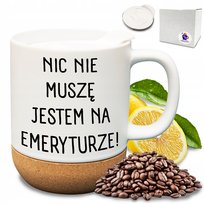 Elegancki kubek dla emeryta z wieczkiem jestem na emeryturze prezent senior Kubkotwórnia