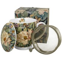 Elegancki Kubek Piwonie 510ml z Zaparzaczem i Pokrywką