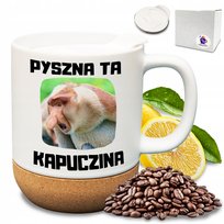 Elegancki kubek śmieszny nadruk nosacz janusz pyszna kapuczina kawa prezent