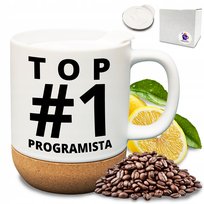 Elegancki kubek z nadrukiem + wieczko top 1 programista najlepszy it praca