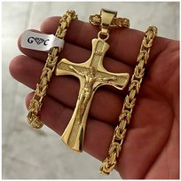 ELEGANCKI ŁAŃCUSZEK MĘSKI SPLOT KRÓLEWSKI + KRZYŻ 60cm/5mm SREBRO POZŁACANE