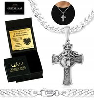 ELEGANCKI ŁAŃCUSZEK SREBRNY MĘSKI Z KRZYŻYKIEM SREBRO PRÓBY 925 + Y