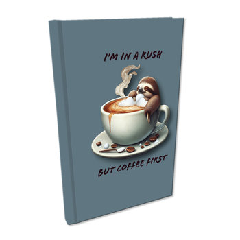 Elegancki Notes Notatnik A5 192 strony w kratkę Soft Touch LENIWIEC KAWA - bee-bee