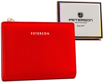 Elegancki portfel damski portmonetka ze skóry ekologicznej Peterson, czerwony - Peterson