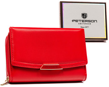 Elegancki portfel damski ze skóry ekologicznej Peterson, czerwony - Peterson