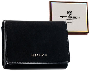 Elegancki portfel damski ze skóry ekologicznej z ochroną kart RFID Peterson, czarny - Peterson