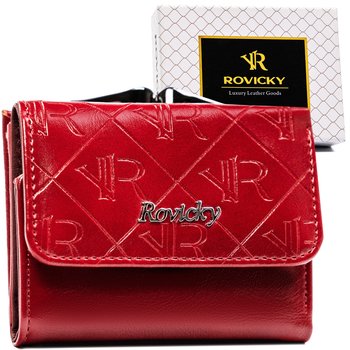Elegancki portfel portmonetka czerwona skóra ROVICKY - Rovicky