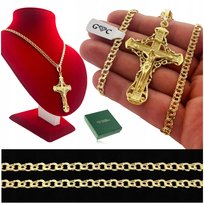 ELEGANCKI POZŁACANY ŁAŃCUSZEK + KRZYŻYK, SREBRO 925, DLA MĘŻA NA ROCZNICĘ