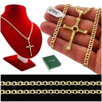 ELEGANCKI POZŁACANY ŁAŃCUSZEK SREBRNY, MĘSKI GARIBALDI + KRZYŻ VIN DIESEL