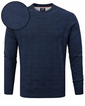 Elegancki SWETER Męski Klasyczny GRANATOWY Bawełniany M Pako Jeans - Pako Jeans