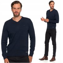 Elegancki Sweter Męski Klasyczny Prosty Krój Dekolt w Serek MORAJ XL