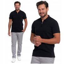 Elegancki T-Shirt Koszulka Polo Polówka Na Zamek Krótki Rękaw MORAJ - 3XL