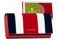 Elegancki trzykolorowy portfel z wysokojakościowej skóry naturalnej Peterson z ochroną kart RFID Peterson