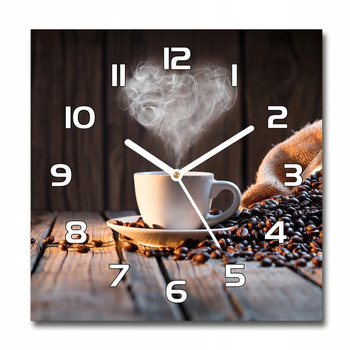 Elegancki zegar ścienny ze szkła hartowanego z grafiką Filiżanka kawy 30x30 - Inny producent