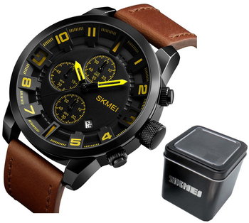 Elegancki Zegarek Męski Skmei 100% Skóra Naturalna - SKMEI