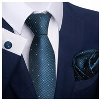 Elegancki zestaw krawat + poszetka + spinki do mankietów Luvu