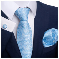 Elegancki zestaw krawat + poszetka + spinki do mankietów Luvu