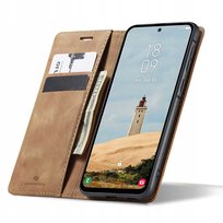 Eleganckie etui z klapką skórzane portfelowe Wallet Spacecase do galaxy a56 light brown Spacecase