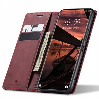 Eleganckie etui z klapką skórzane portfelowe Wallet Spacecase do poco x7/rm note 14 pro/pro+ 5g red - Spacecase
