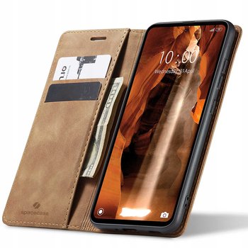 Eleganckie etui z klapką skórzane portfelowe Wallet Spacecase do Redmi 12C Light Brown - Spacecase