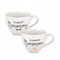 Eleganckie kubki porcelanowe 500 ml na ślub - Zestaw Narzeczonych