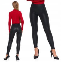 Eleganckie Legginsy Damskie Getry W Imitujące Skórę Wysoki Stan Moraj L