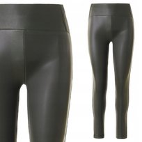 Eleganckie Legginsy Damskie Getry W Imitujące Skórę Wysoki Stan Moraj Xl