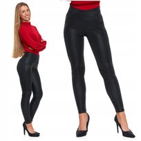 Eleganckie Legginsy Damskie Getry W Stylu Skórzanym Wysoki Stan Moraj L