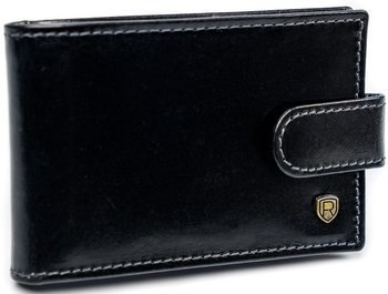 Eleganckie męskie etui na karty ze skóry naturalnej ROVICKY poziome na zatrzask pudełko na prezent antykradzieżowe ochrona RFID STOP - Rovicky