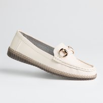 Eleganckie mokasyny GOODIN GD-FL6110 skóra naturalna złota klamra beż 37 Goodin