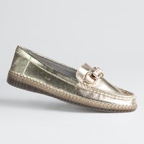 Eleganckie mokasyny GOODIN GD-FL6110 skóra naturalna złota klamra złote 37 Goodin
