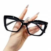 Eleganckie Okulary Zerówki Antiblue Czarne designerskie typu „Cat Eye” EMIGMAT