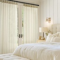 Eleganckie Plisowane Zasłony imitacja lnu 264x264cm styl Wiejski Rustykalny w kolorze Kości słoniowej