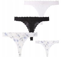 Eleganckie Stringi Damskie Koronkowe Subtelne Delikatne Moraj 3-Pak M