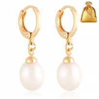 Eleganckie Złote Kolczyki Z Perłami Wiszące Długie Ze Stali Chirurgicznej