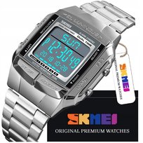 Elektroniczny Zegarek Męski Skmei 5 Alarmów Na Bransolecie Czarny Oryginał