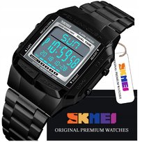 Elektroniczny Zegarek Męski Skmei 5 Alarmów Na Bransolecie Czarny Oryginał