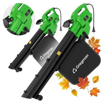 Elektryczna Dmuchawa Odkurzacz do liści, Gregman Picker 30, funkcja rozdrabniania, 45 litrowy worek, 3200 W, Zielony - Gregman