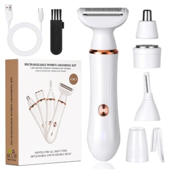 Elektryczna golarka dla kobiet, bezprzewodowa, 4 w 1, elektryczna golarka dla kobiet, ładowalna, bezbolesna, elektryczna golarka, trymer bikini, usuwanie włosów na mokro i na sucho, do twarzy - inna (Inny)
