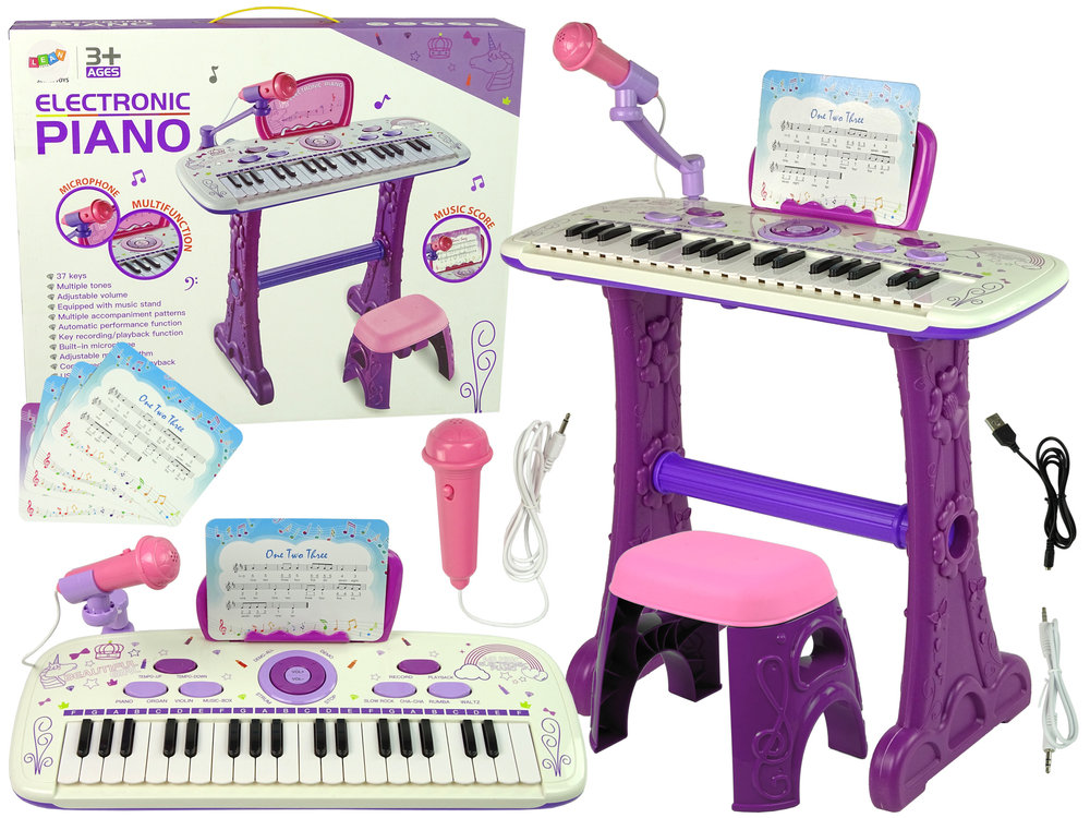 Elektryczne Pianino Keyboard Dla Dzieci Różowy Nuty USB - Lean Toys ...