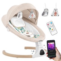 Elektryczny bujaczek-leżaczek Tulano Astrid 35, automatyczne bujanie, bluetooth, Beżowy