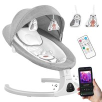 Elektryczny bujaczek-leżaczek tulano astrid 35, automatyczne bujanie, bluetooth, jasnoszary