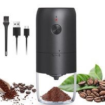 Elektryczny młynek do kawy z żarnami ceramicznymi, przenośny, akumulatorowy młynek śmigłowy do ziaren kawy, czarny